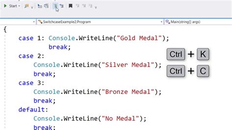 visual studio shortcut comment code.